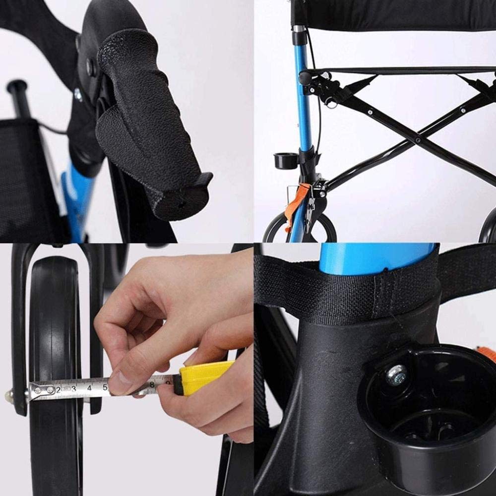 Chodzik dla osób starszych z koszykiem Rollator z 4 kołami Pomoc w chodzeniu Składana rama spacerowa Siedzisko Ergonomiczne hamulce i wyściełana torba materiałowa na plecach Wygodna rocznica vision
