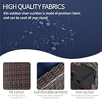 Vista 6 de EortheX Sofá biplaza para patio al aire libre, sofá biplaza de mimbre para todo tipo de clima con cojines, sofá de ratán para 2 personas