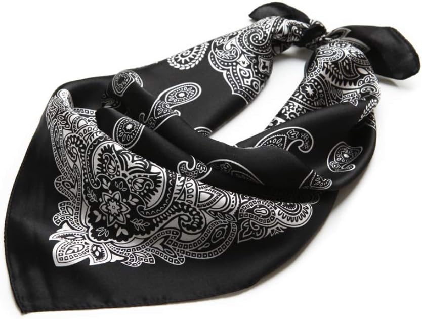 JERLA Women's Men's Small Square satin 100% Real Mulberry Silk Scarfs paisley Hair head face scarf 21" x 21"