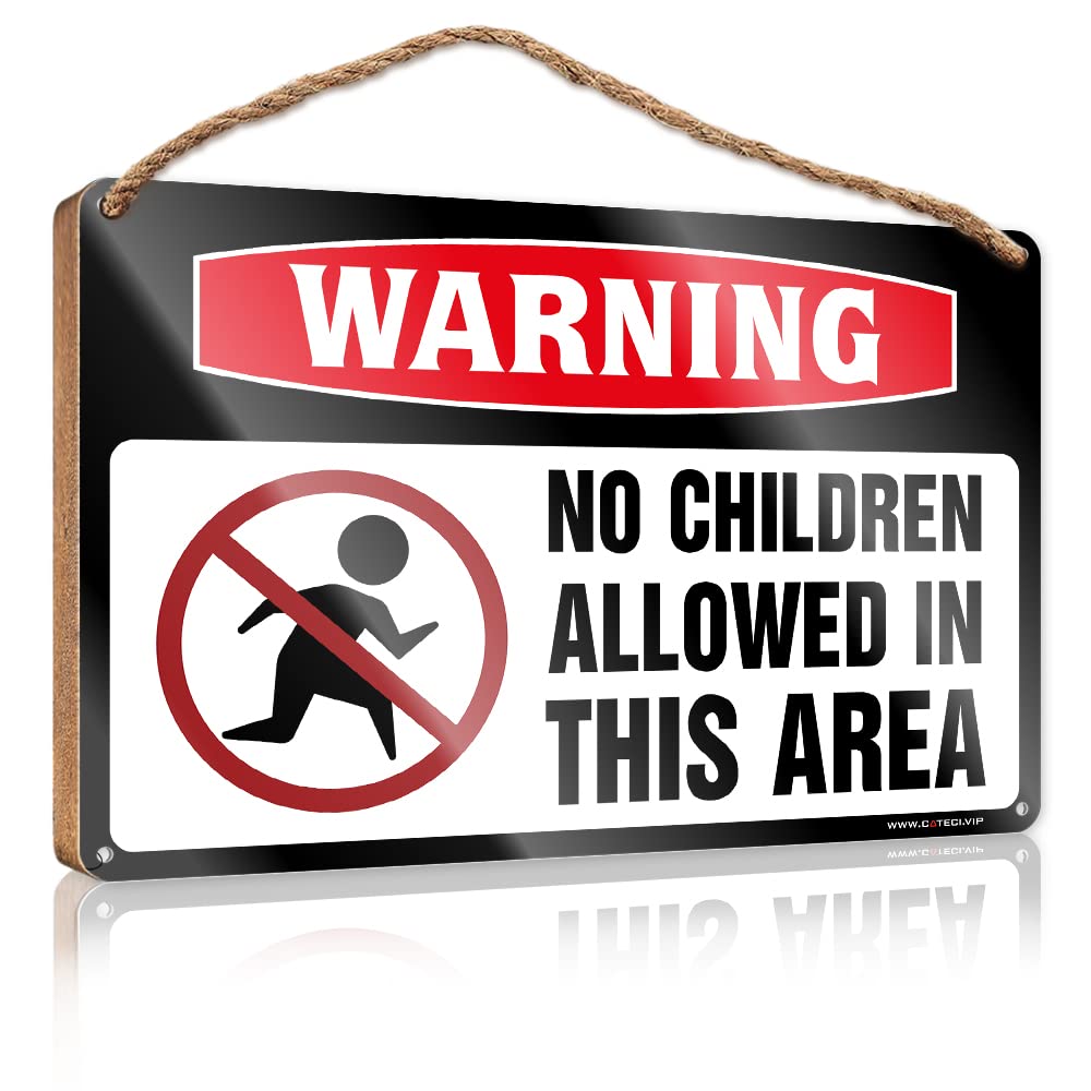 IBWNBBUSN Bathroom Signs Decor Funny Warning No Children Allowed In This Area Wooden Sign House Decor Clearance Vintage Decor