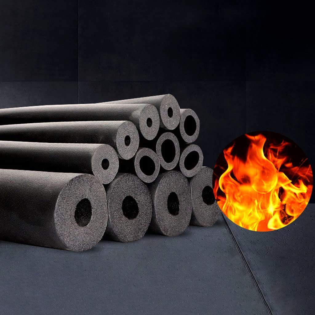 1.8m Self Seal Pipe Insulation Foam Tubing Lagging，ID 6mm 10mm 13mm 22mm 25mm 43mm 60mm 110mm Foam Hose Air Conditioner Heat Insulation Pipe Black,Flexible