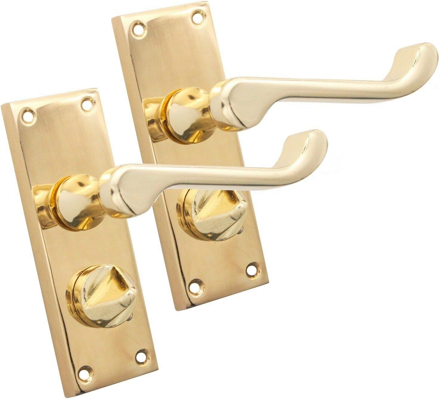 Infinity Decor Victorian Scroll Privacy Bathroom Lever Latch Lock Door Handles on Backplate 118mm x 40mm - Suitable for Internal Bedroom Bathroom Doors