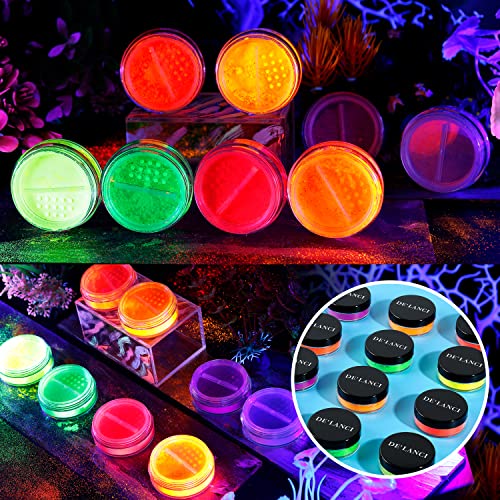 Ecofavor Neon Eyeshadow Powder Pigment,Uv Glow In The Dark Black Lights,8 Neon Pigmented True Colors,Highly Pigmented Loose Eye Shadow Pigments Fluorescent Matte Neon Makeup Kit,Easy To Blend… #TOP4