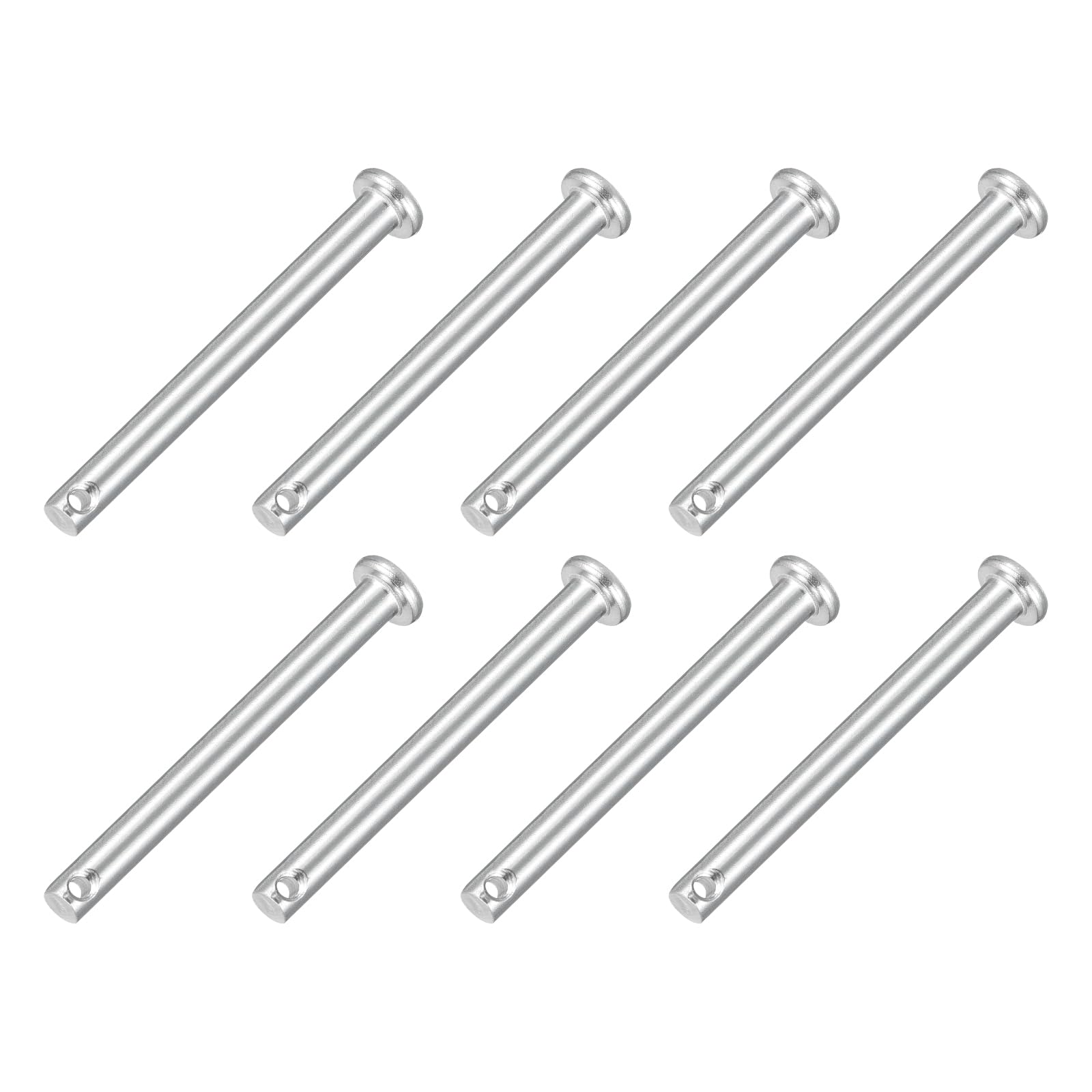 sourcing map 8Pcs M4 x 40mmSingle Hole Clevis Pins, 304 Stainless Steel Flat Head Clevis Pins Hitch Pin for Trailer Latch, Mechanics Repair, Furniture Installation, Industrial Equipment
