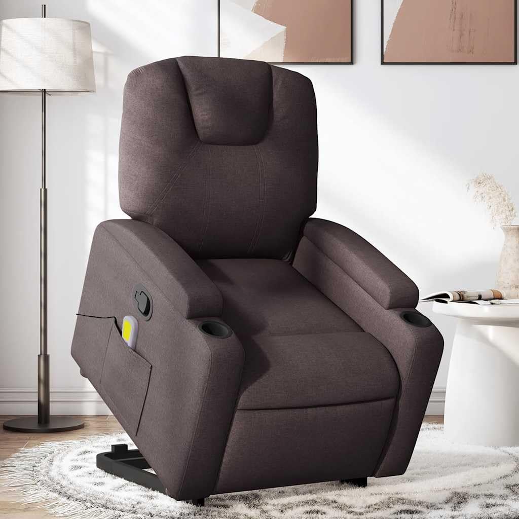 Sillón reclinable eléctrico elevable para mayores Marrón 74x88x97 cm