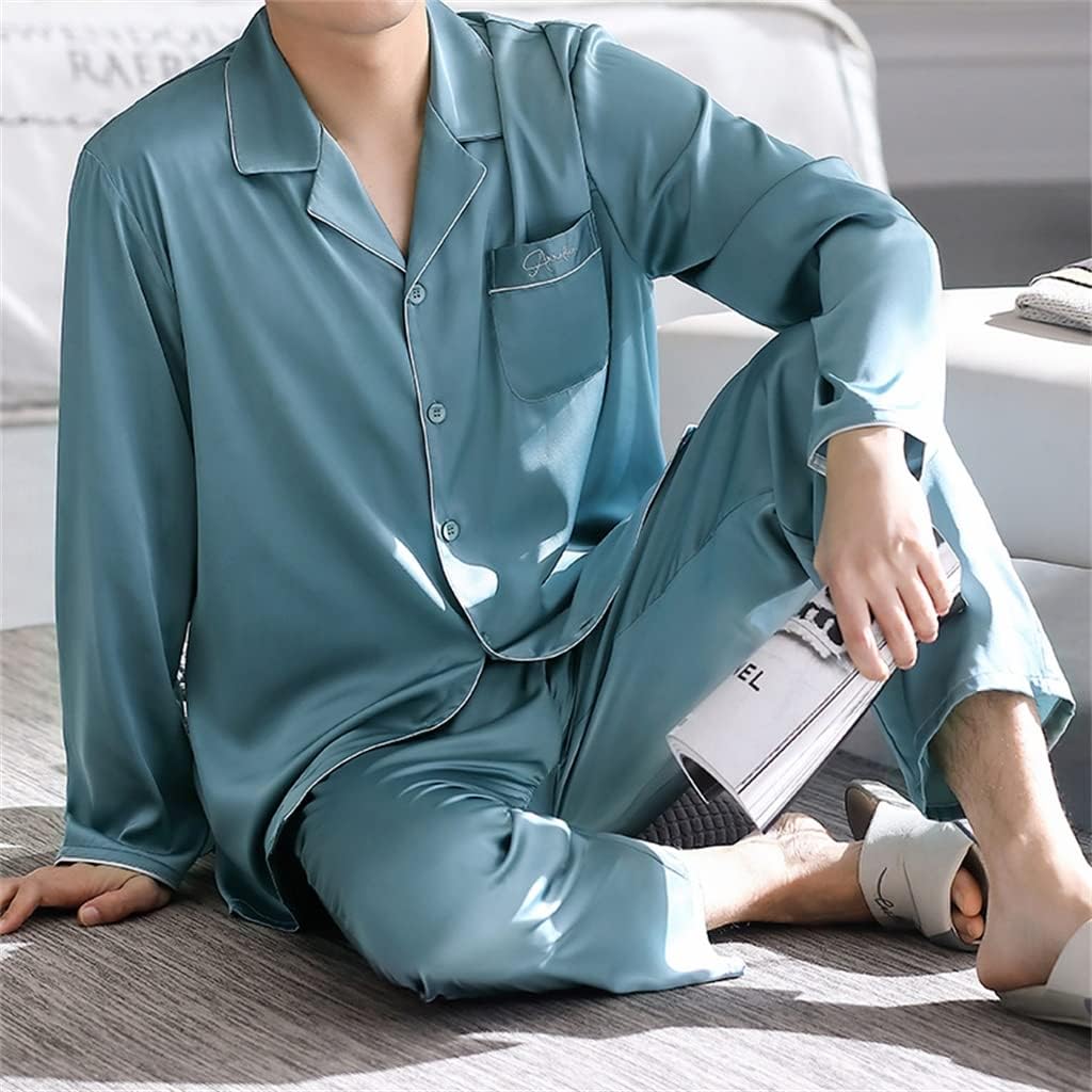 Pajamas Men's Spring and Autumn Silk Ice Long Sleeve Homewear Four Seasons