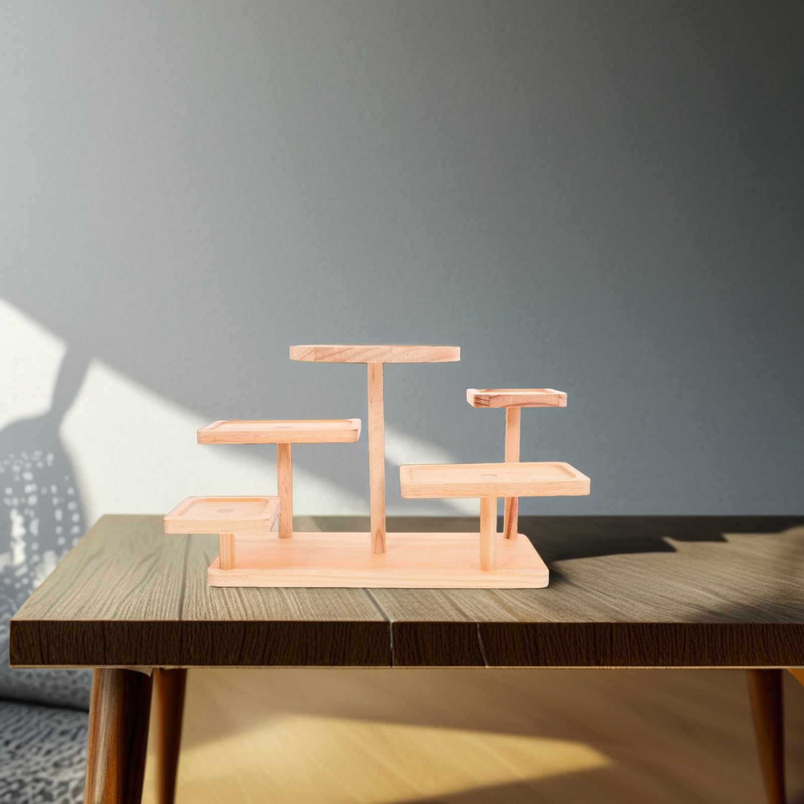 Expositor De Madera con Elevadores Organizador De Suculentas Decoración para Sala De Estar