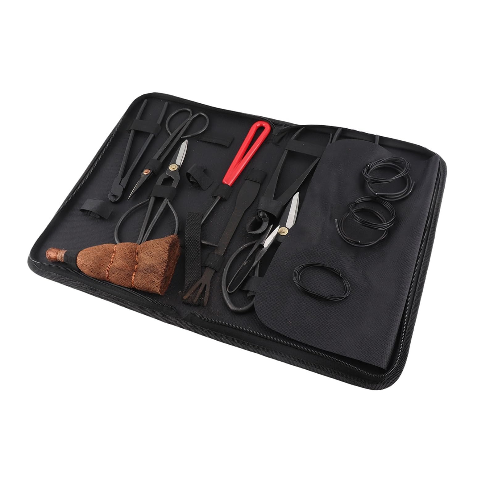 ESESE Juego de Herramientas Profesionales for bonsái de 5 Piezas: Tijeras de podar de Acero al Carbono, recortador de Hojas con Bolsa de Transporte, rastrillo y Cortador de Ramas. Kit Completo