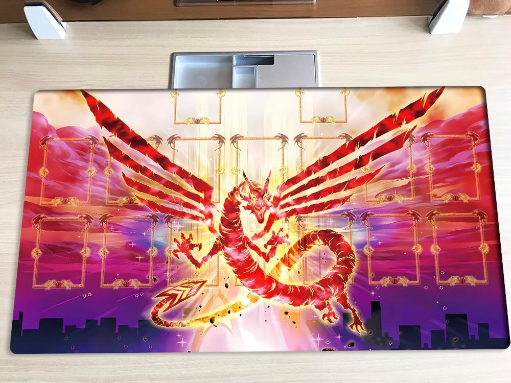 New Mlikemat Playmat Crimson Dragon TCG CCG OCG Trading Card Game Mat with Zones + Free Bag (ZD014-359-T)