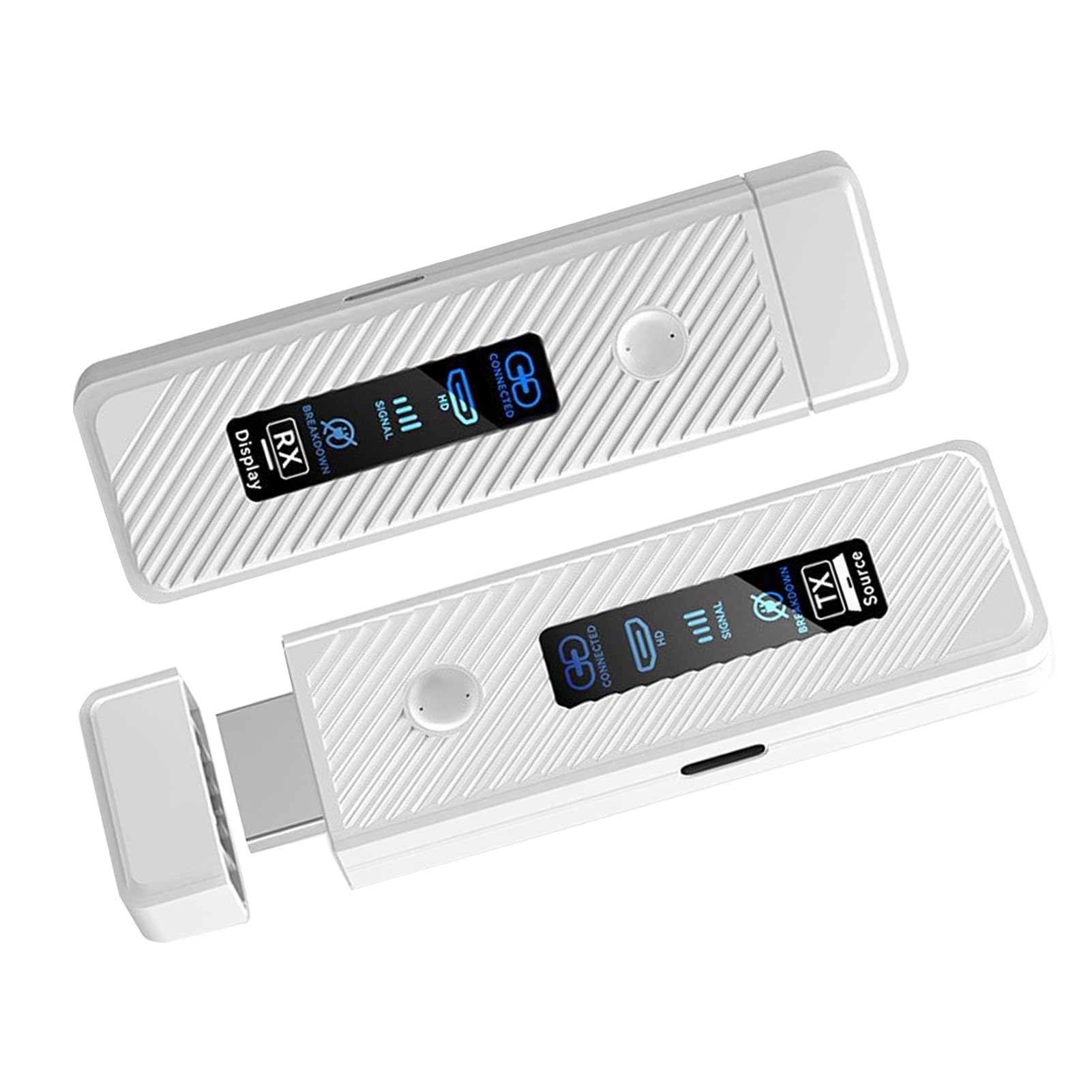 Luocute Bezprzewodowy Nadajnik i Odbiornik, Przenośny Zestaw Bezprzewodowego Przedłużacza Multimedialnego HD 5G 2,4G Typu Plug and Play z Dekodowaniem 4K i Wyjściem 1080P, do (WHITE)