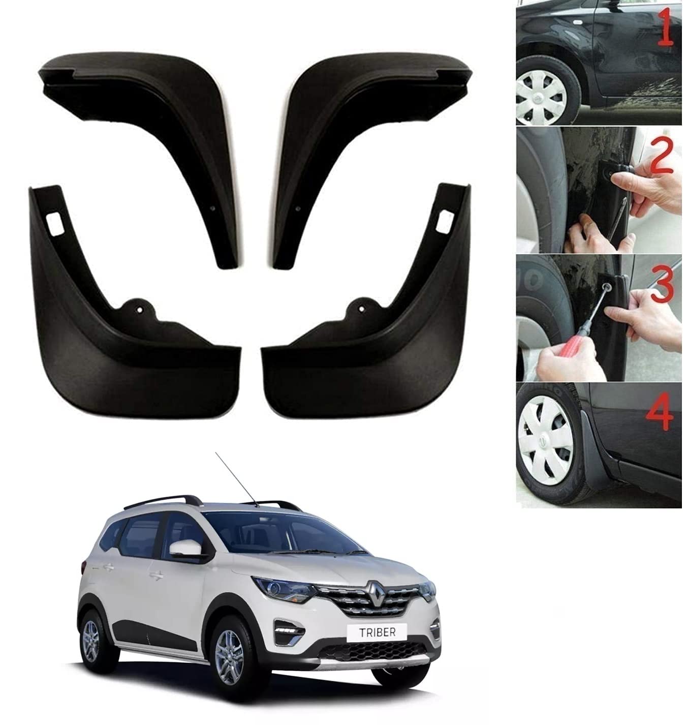 KOZDIKO Car Mud Flaps O.E Type Mud Guard Set of 4 pcs for Renault Triber