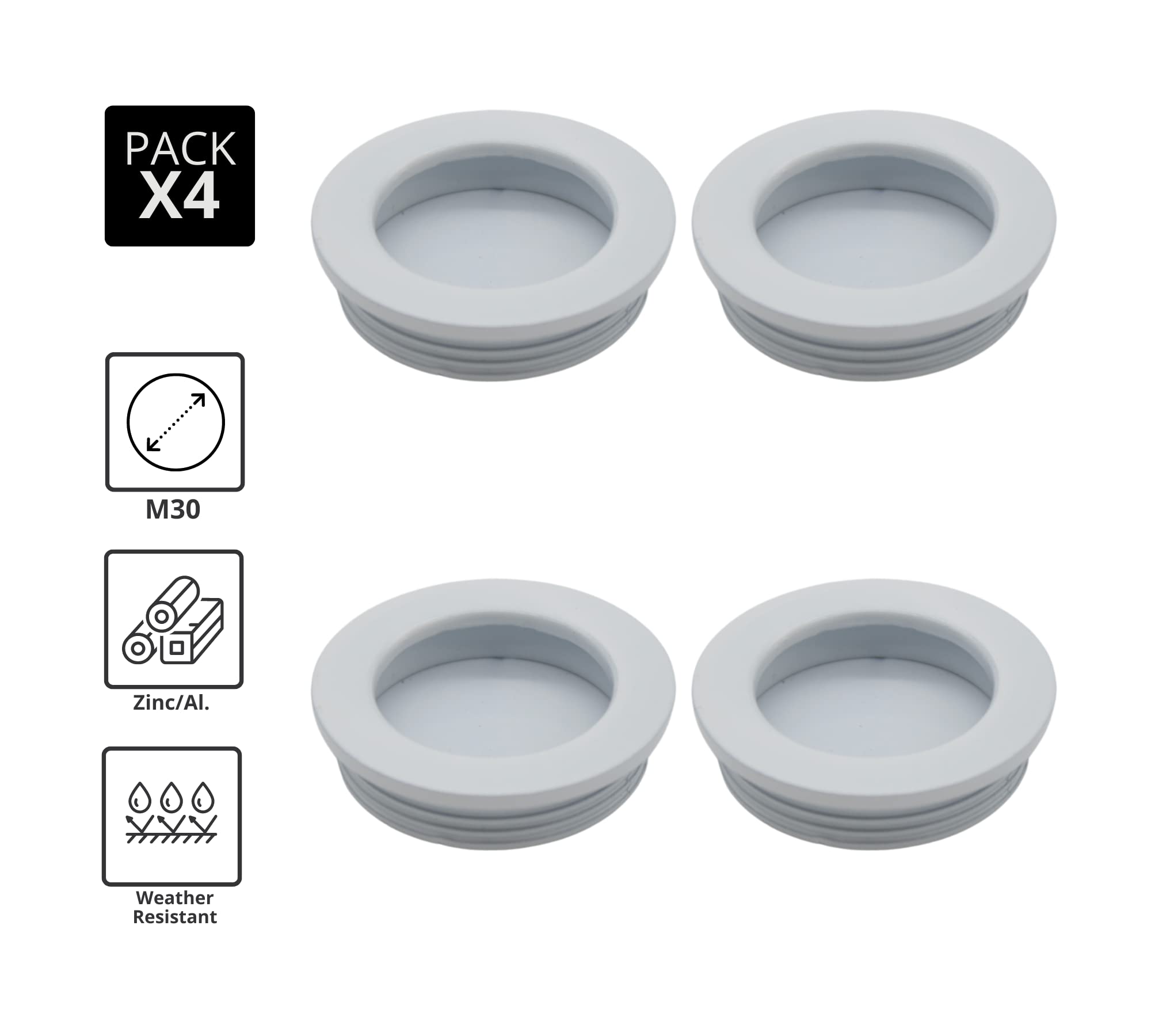DOJA Barcelona | Maniglia Porta Interna Bianca Rotonda da Incasso | Ø40.5x10mm | 4 Pz | Pomello per Porta Scorrevole, Sgabuzzino, Cassetto, Finestra