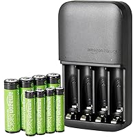 Amazon Basics Confezione da 8 batterie NiMh AAA ricaricabili e 8 batterie NiMh AA ricaricabili