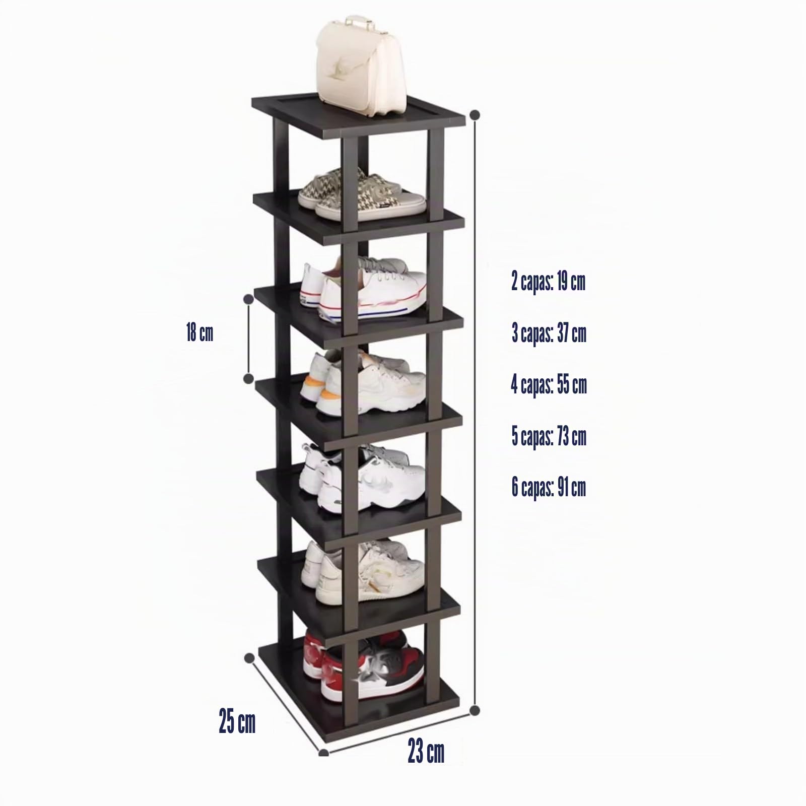Zapatero Escalera Vertical Estrecho, Estante De Zapatos De Bambú, Zapatero Entrada Recibidor Ahorro de Espacio Robusto y Elegante, para Pasillos Entrada del Dormitorio(Size:5+4+3 Tier)