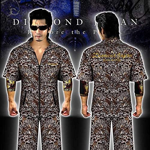[ダイヤモンドジャパン] 半袖 セットアップジャージ 長ズボン 服 アニマル柄 豹柄 レオパードdj-168茶メンズ ファッション