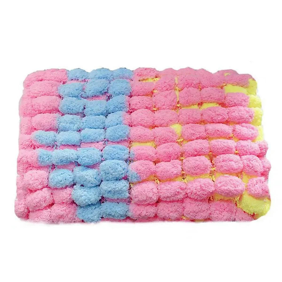 Przędza, 130 g, tęczowy kłębek, kolorowa, pompon z poliestru, do robienia na drutach koców, poduszek, mat, nici, 25 m