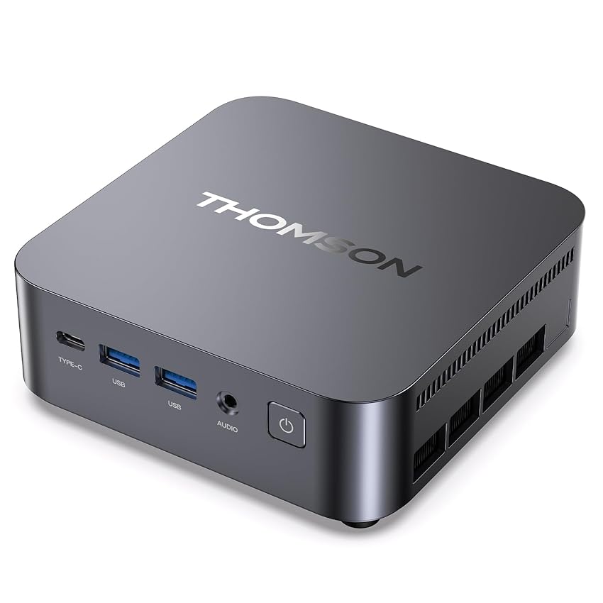 Thomson K3 Mini PC Ryzen 7 7730U (8C/16T, fino a 4,5 GHz), 16 GB DDR4 512 GB SSD Mini Computer Desktop con WiFi 6, BT5.2, Triplo display 4K, VESA per Ufficio, Design, Scuola