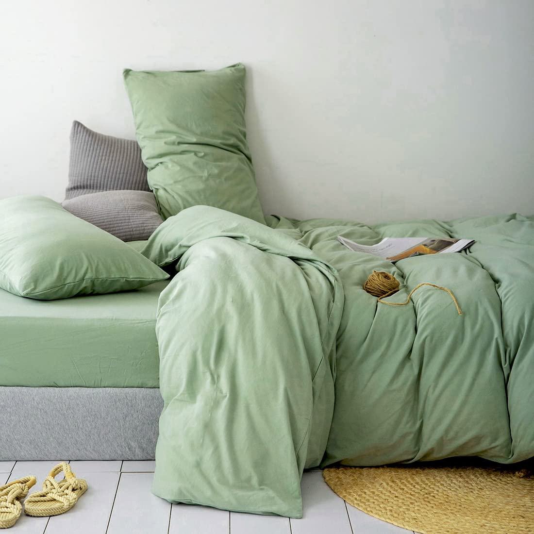 pastel green duvet