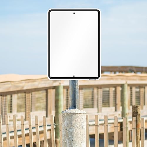 Miniatura 8 de SmartSign Letrero de metal en blanco de 24 x 18 pulgadas con borde, serigrafiado, aluminio laminado U52 de 80 mil a prueba de óxido, blanco y negro