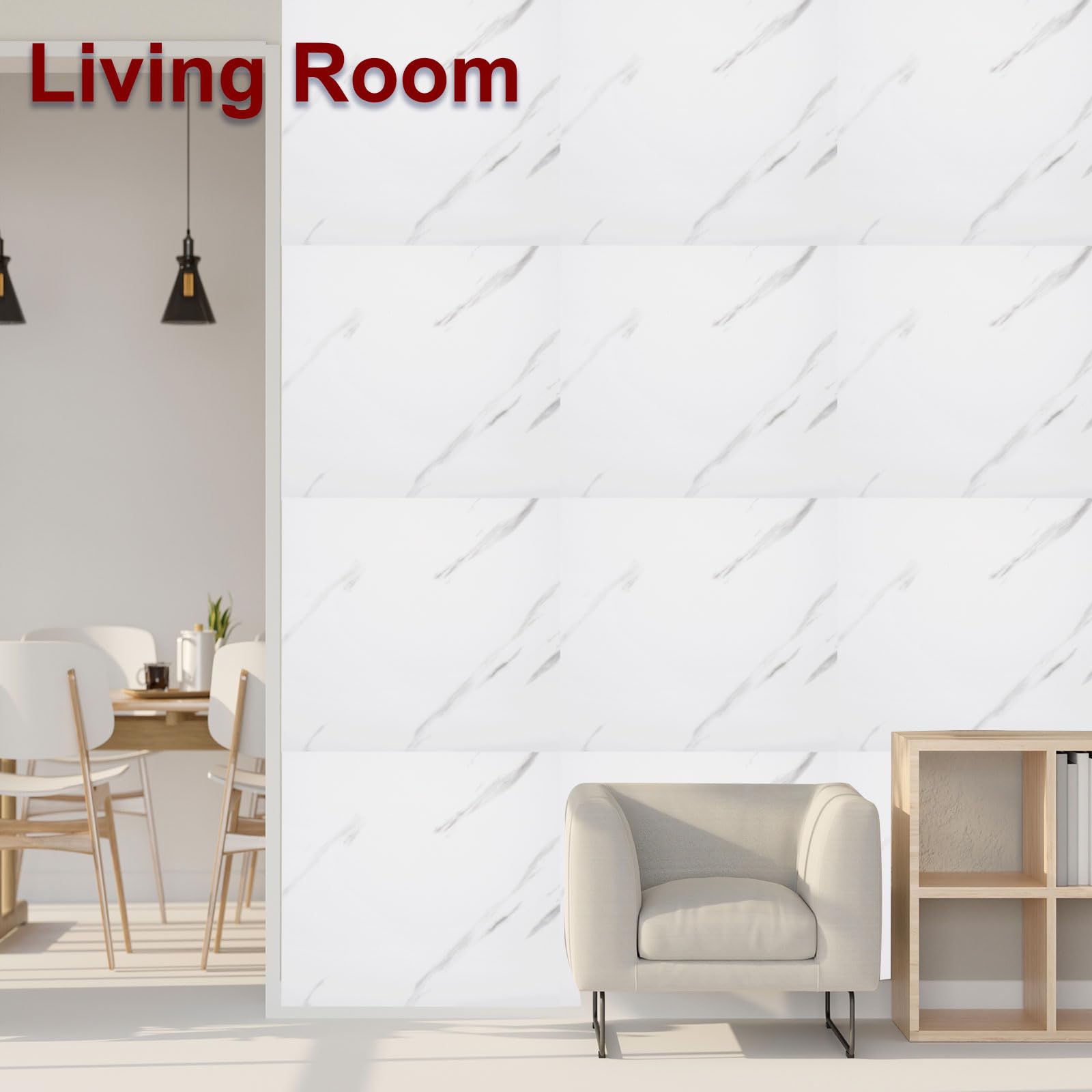 QUARKZMAN 15pz Piastrelle in Marmo Adesive, Pannello Murale Impermeabile per Retrocucina, 12"x12" Piastrelle Adesive in PVC per Doccia per Bagno, Cucina, Soggiorno, Design Bianco Elegante