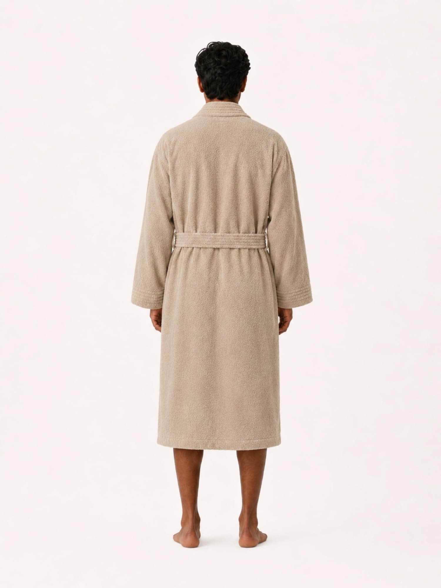 RANGOLI Premium Knee-Length 100% Cotton Men Bathrobe in Full Sleeves & 2 Pockets with 400 GSM Fabric for Ultra Soft & 2X Absorbency (Beige-M) | Noble Collection 1