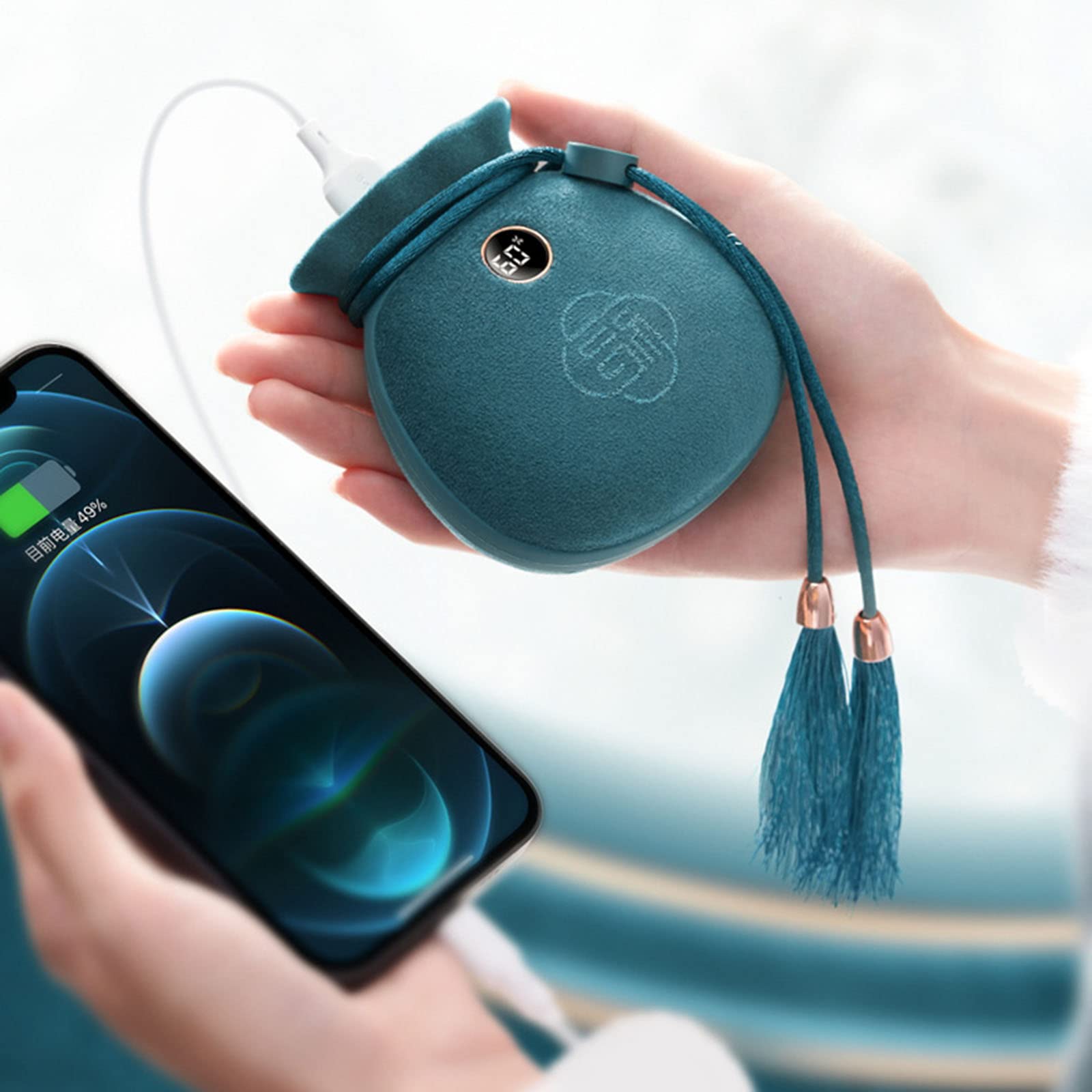 USB 6000 mAh Chauffe-Mains Rechargeable - pour l'intérieur et l'extérieur - pour Le Ski, l'escalade pour l'hiver,Rouge
