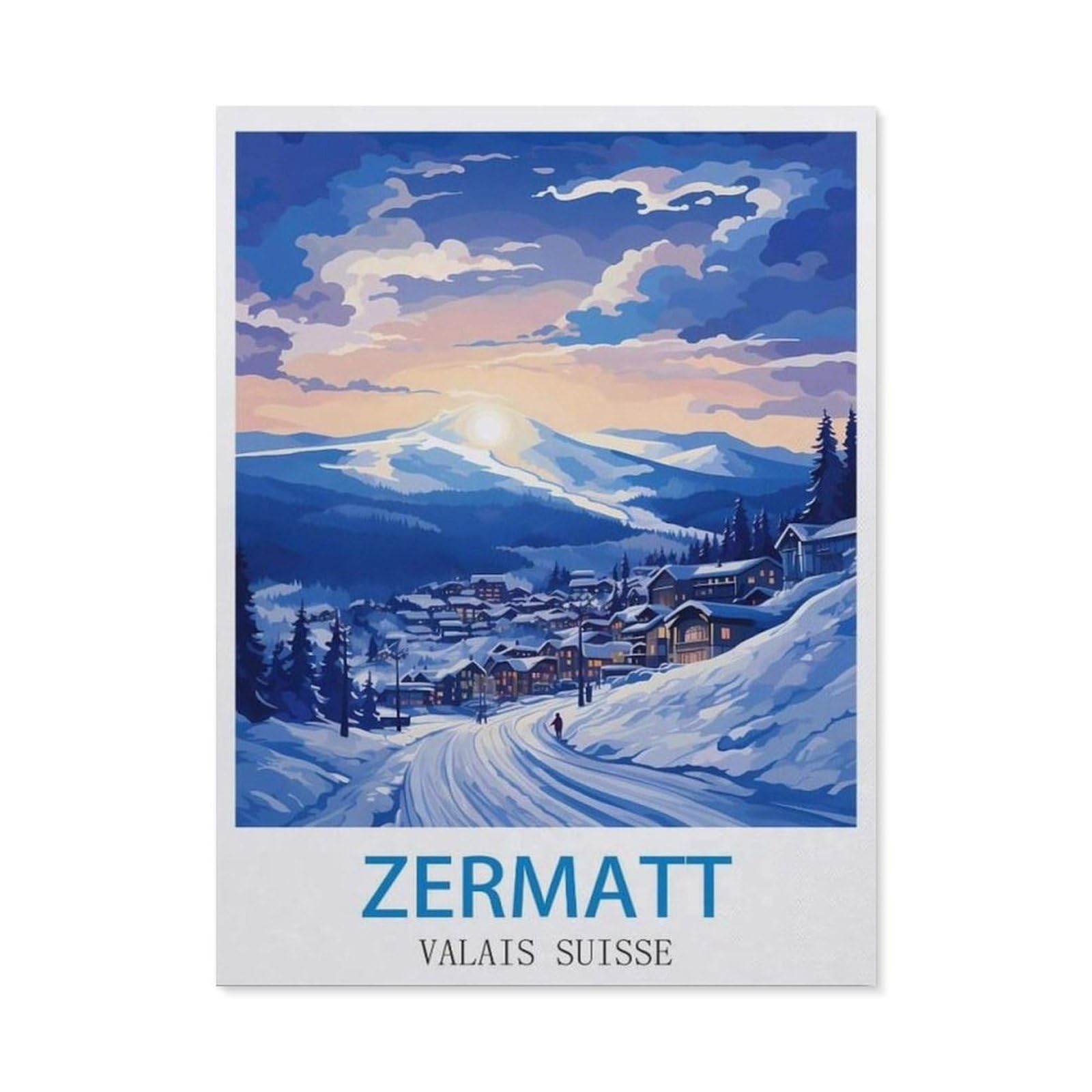 BEAYODKP Diamond Painting，Zermatt Valais Suisse ， Ski（30x40cm）