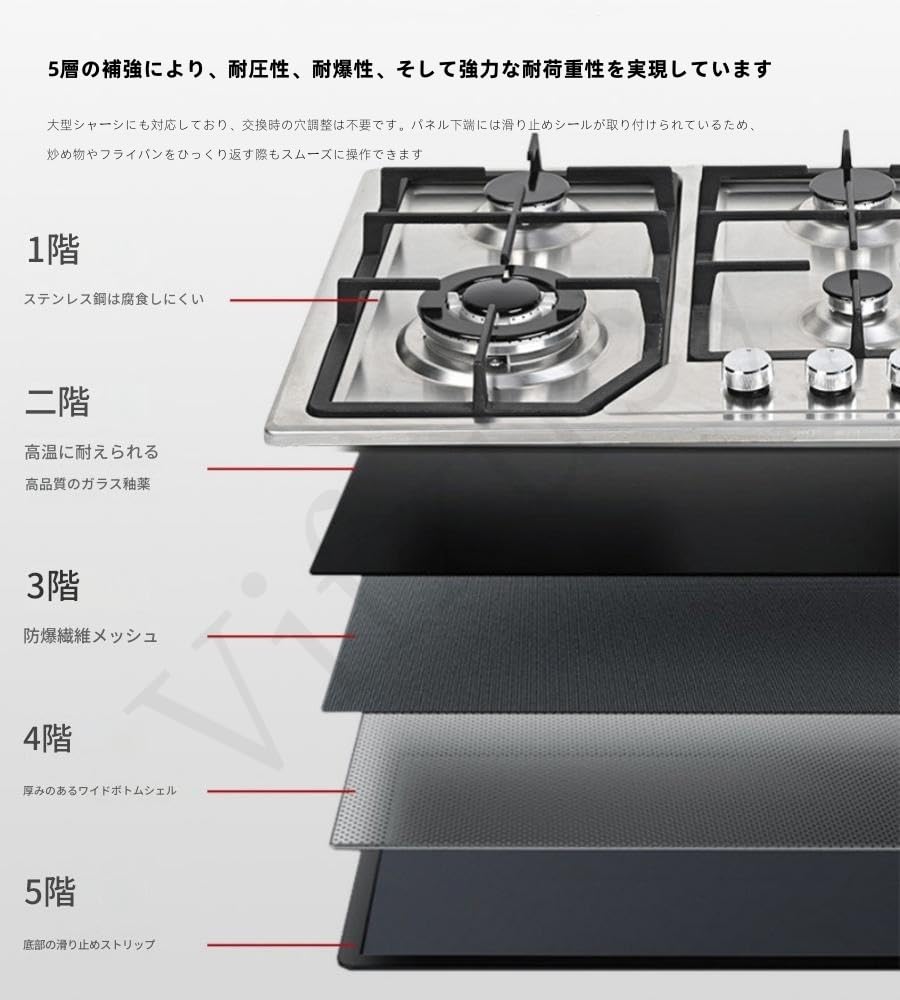 Amazon.co.jp: Vifxucyガスコンロ、4バーナーガスストーブガスコンロ