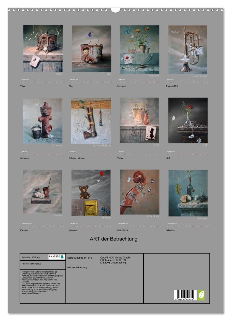 ART der Betrachtung (Wandkalender 2026 DIN A2 hoch), CALVENDO Monatskalender: Stillleben von Reinhold Lilie (CALVENDO Kunst)