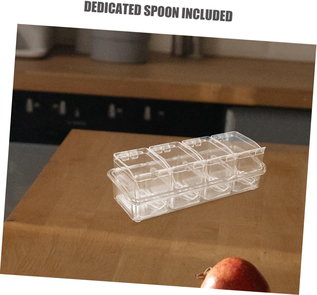 VICASKY 2 Sets Clear Spice Storage Box with Compartments Spoons Seasoning Organizer for Salt Sugar and Condiments Effortless Maintenance Freshness Preservation