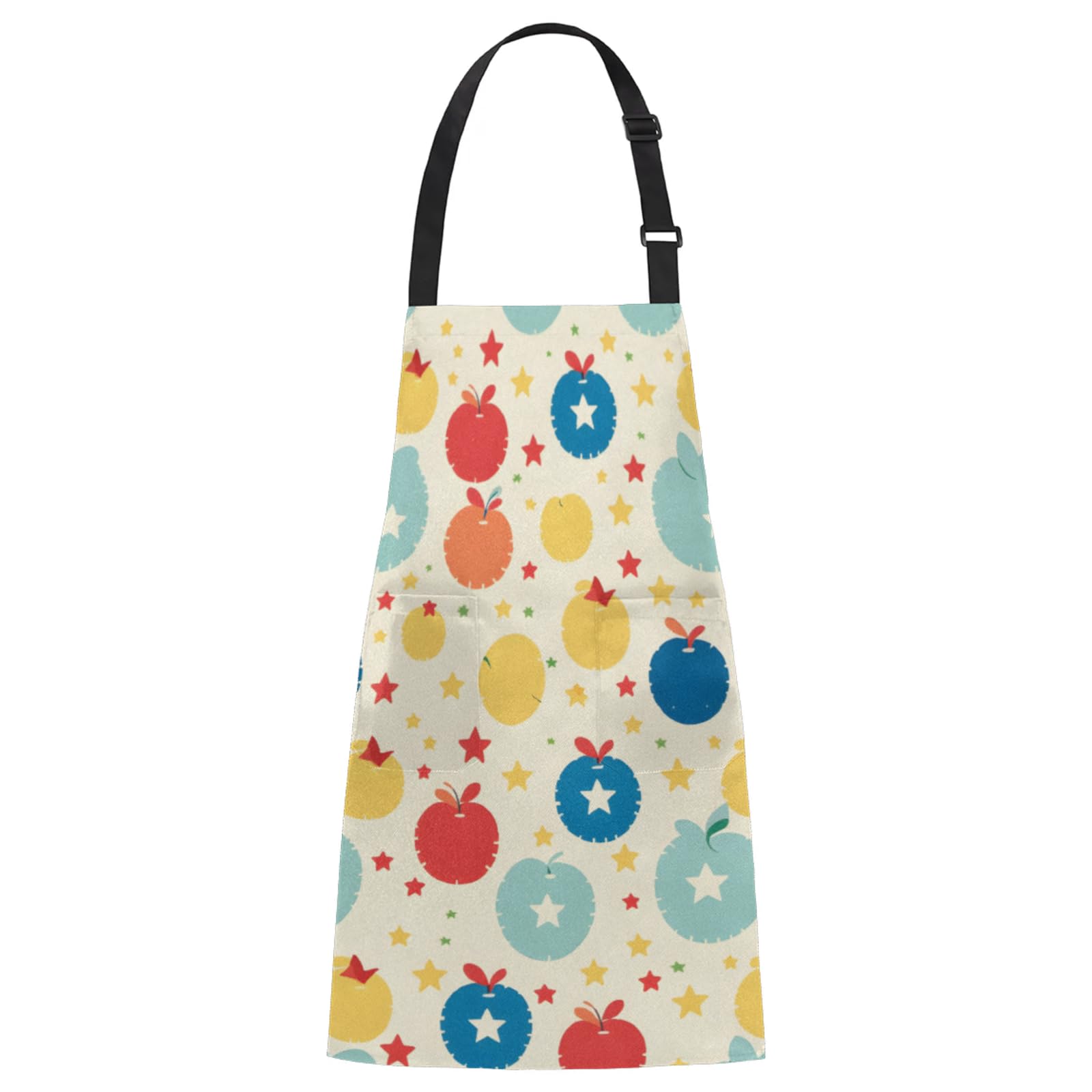 Abstract Star Apples Chef Apron with Pockets Adjustable Shoulder Strap Waterproof Cooking Apron for Kitchen Baking Gardening Pottery Painting