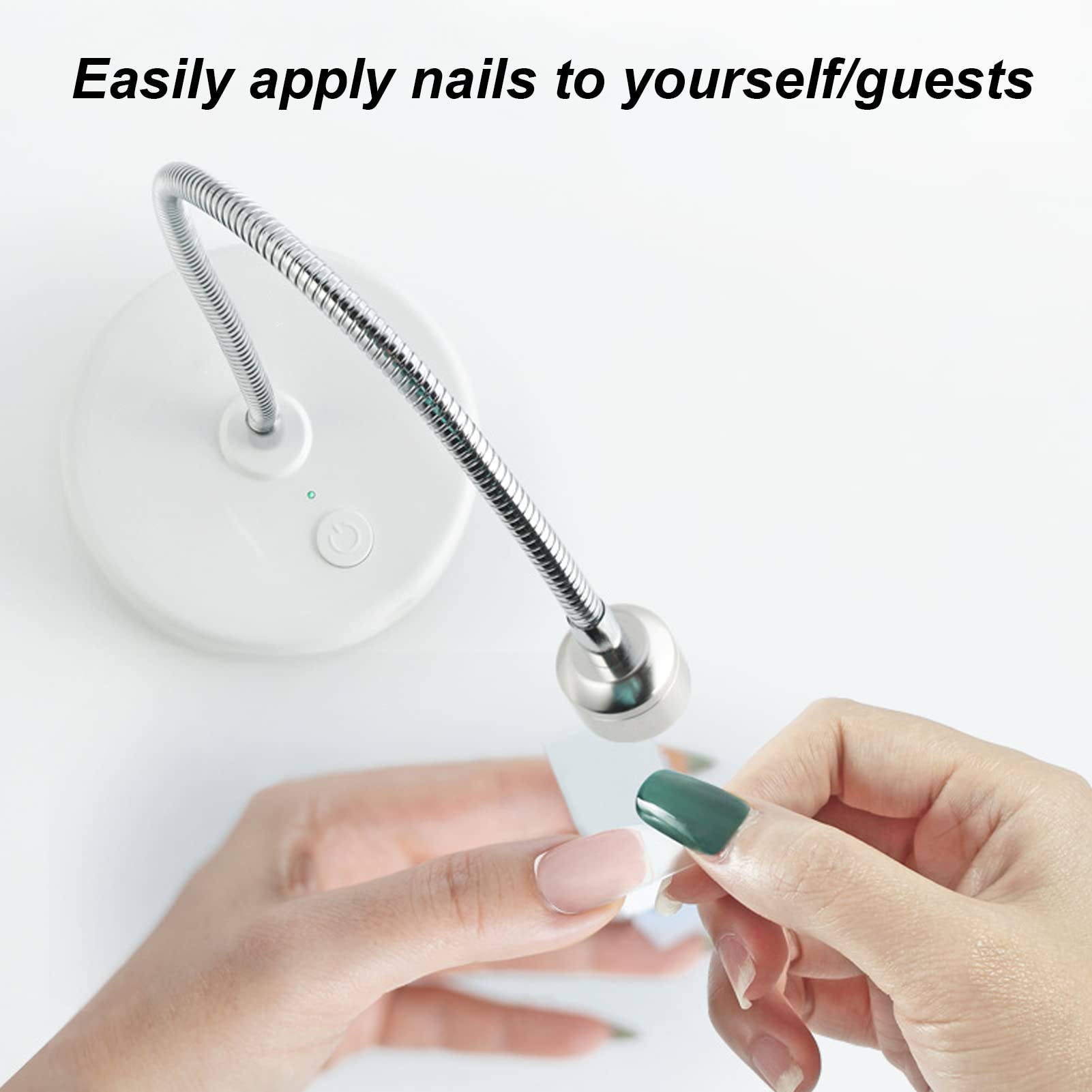 YUYTE Rotating LED Nail Lamp, 3W Gel Nail Polish Drying Lamp, USB Gooseneck, Hands-Free, Fast Drying, White