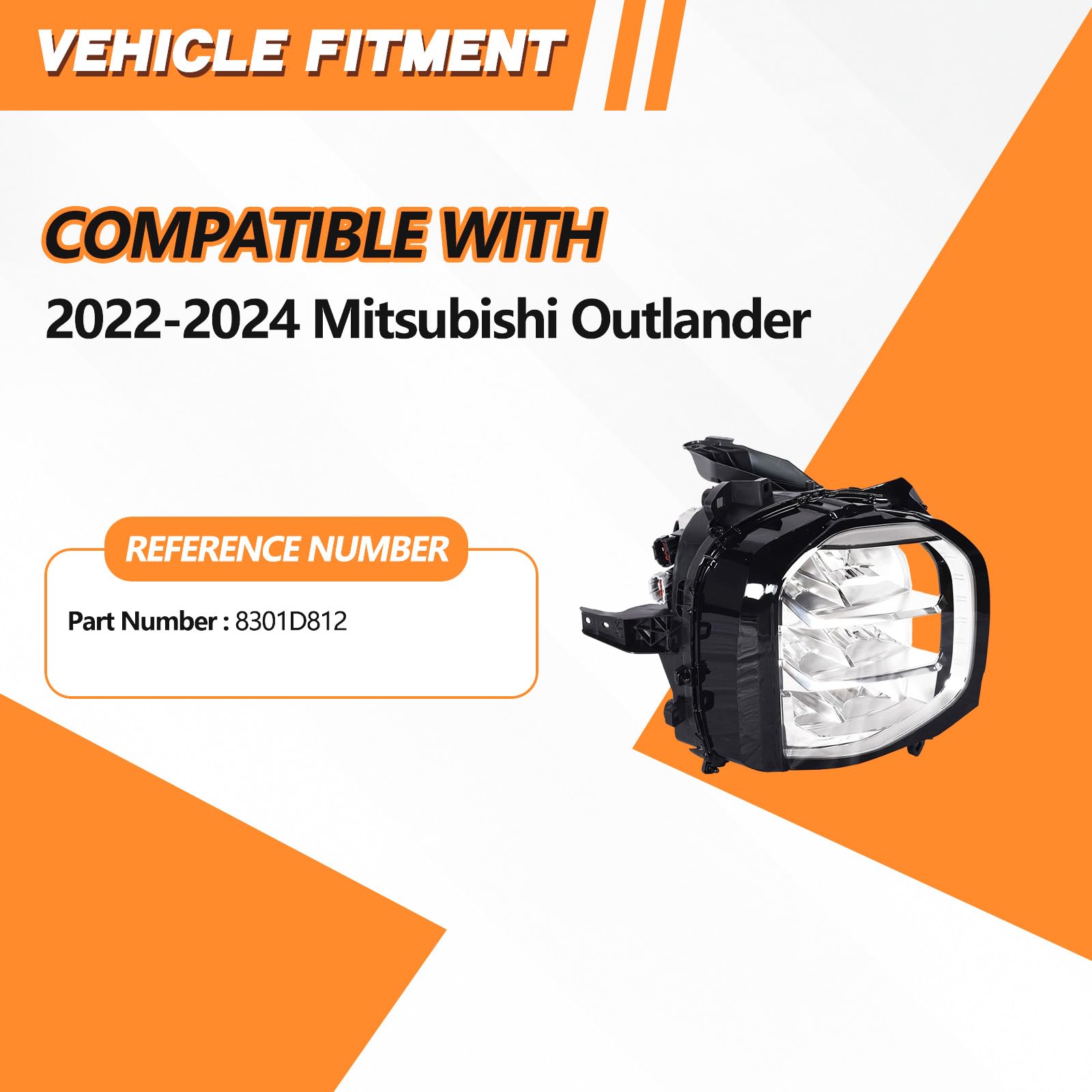 Headlight Assembly Outlander 2022-2024 PHEV 2023 RH 8301D812 W/Bulb image 4