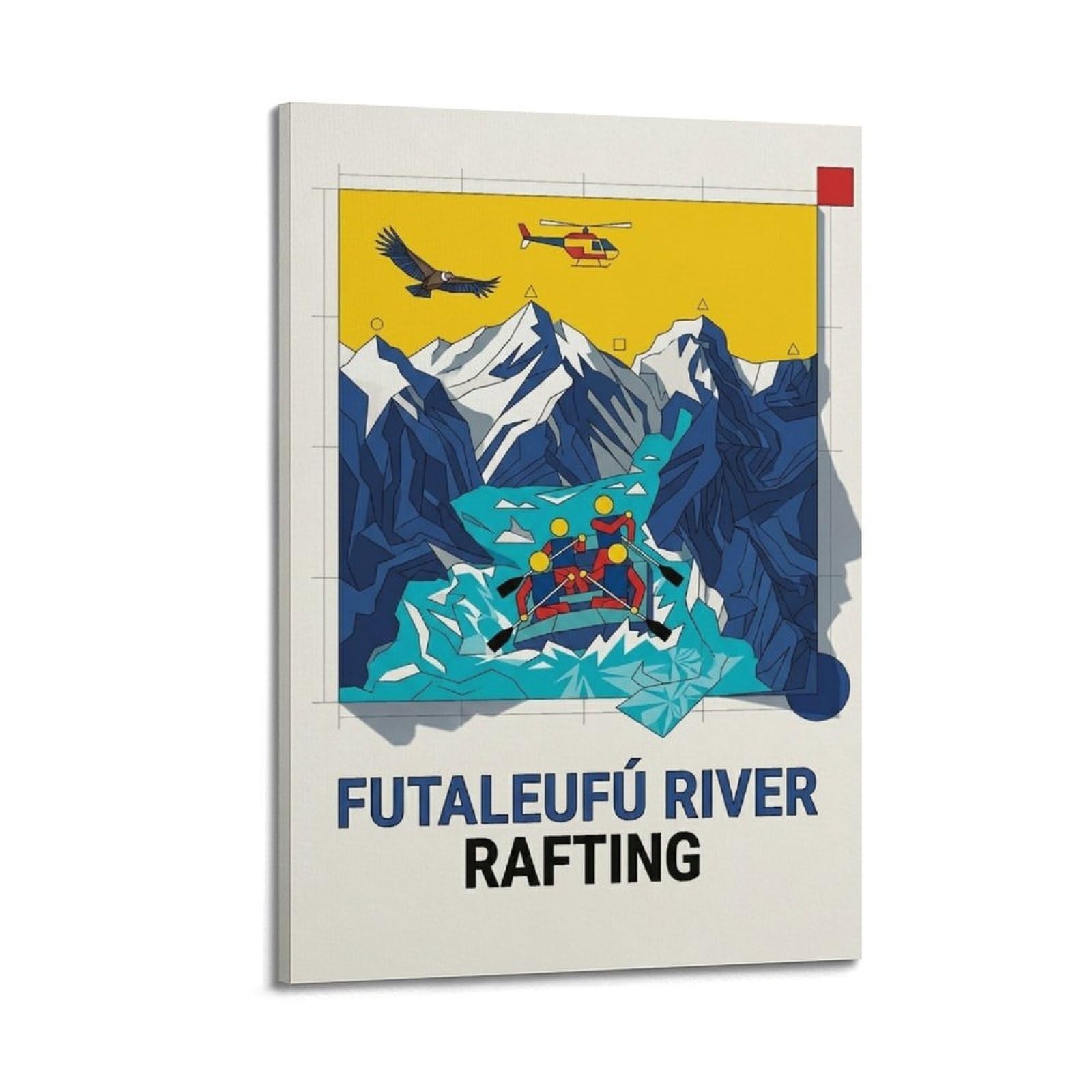 XKUGA Bauhaus Abstract Sports Rafting Chile Travel Poster Modern Decorative Canvas Prints - Ideal Wall Art for Family, Man Cave, Game Room, Boys & Girls Bedroom 20x30inch(50x75cm)