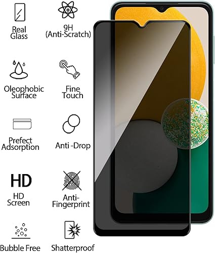 Miniatura 3 de Protector de pantalla de privacidad 2+2 para Samsung Galaxy A13 4G5G (paquete de 2) Protector de pantalla de vidrio templado frontal privado + (2