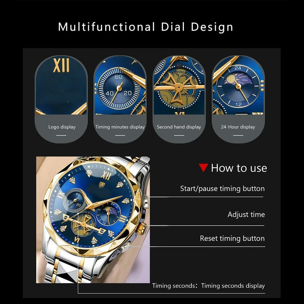 Reloj de Pulsera de Lujo ZBDZSW para Hombre, Resistente al Agua, Luminoso, cronógrafo, de Acero Inoxidable, de Cuarzo