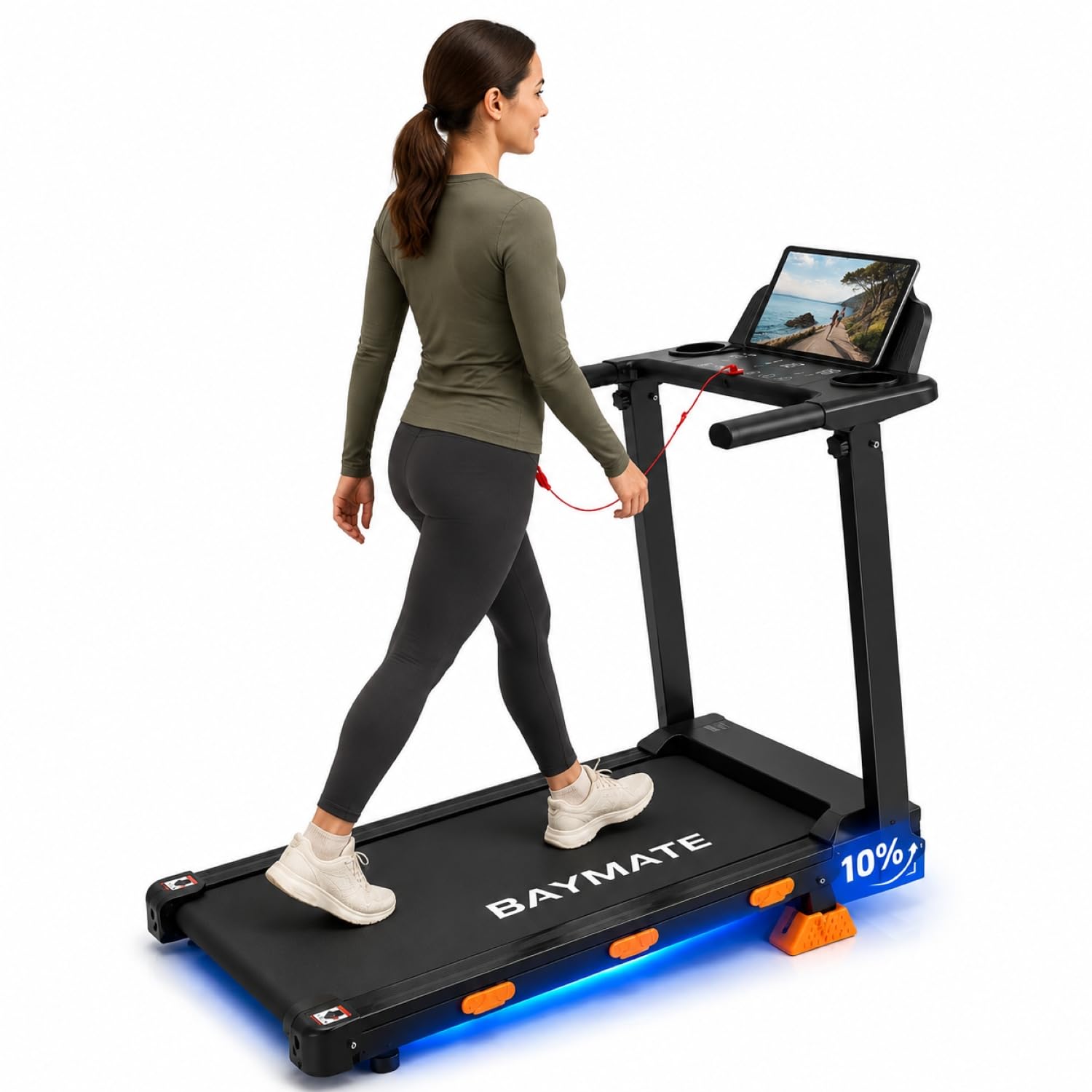 Cinta de Correr 10% Inclinación, 1-12 km/h, 3.0 CV, Carga 156 kg