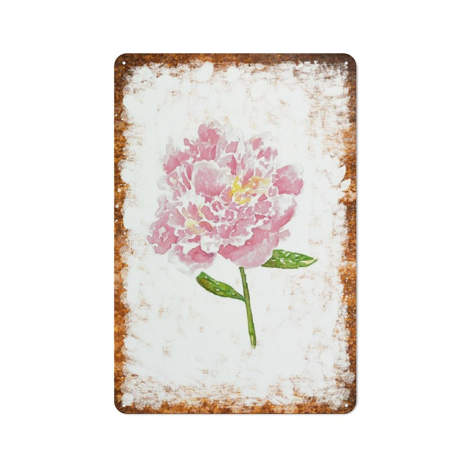 peiyeety Metal Tin Sign Peony Watercolor Pattern Vintage Rustic Wall Art Kitchen Bathroom Bedroom Living Room Cafe Farmhouse Entryway Office Garage Home Bar Laundry Room Porch Patio 6x8 Inch
