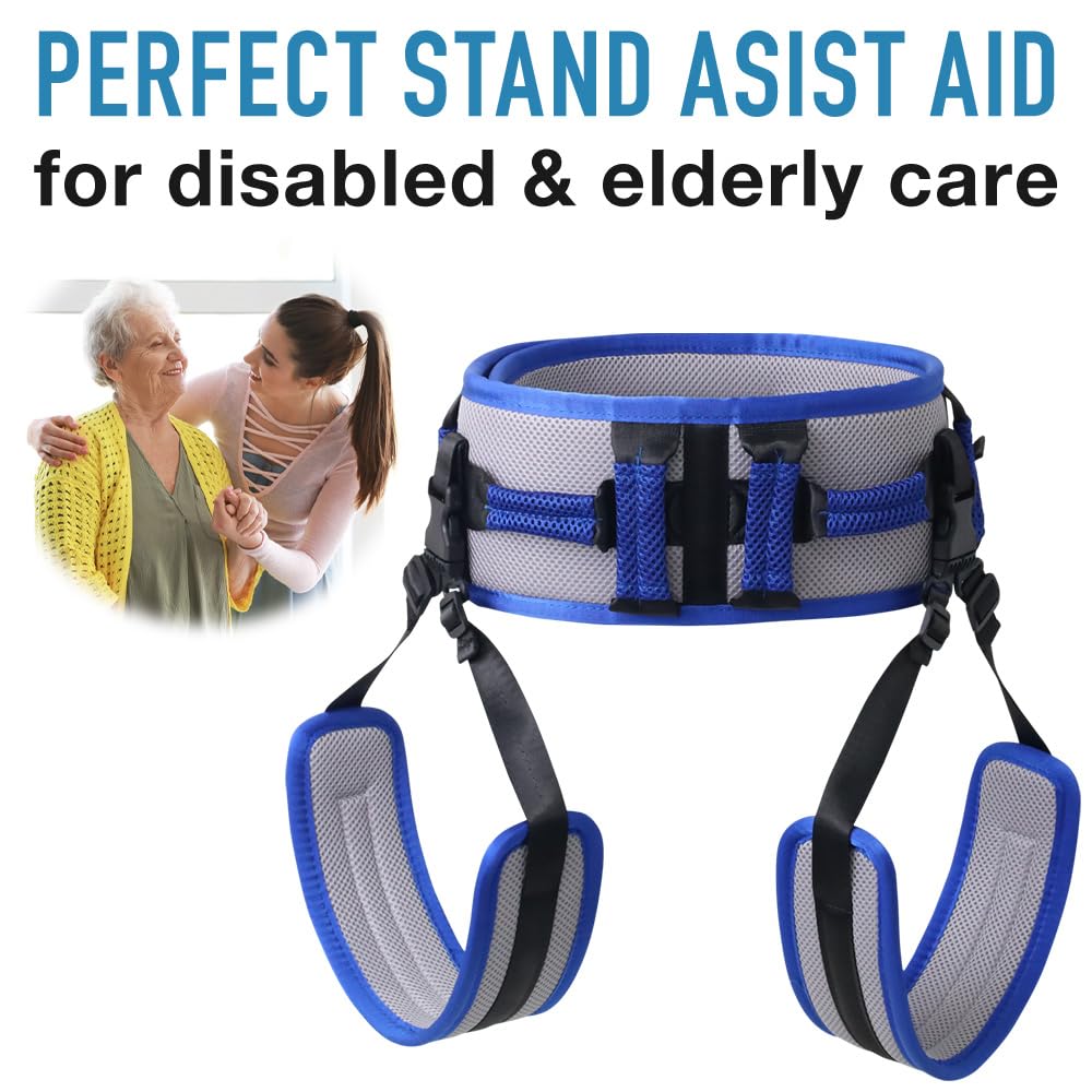 Japard Cinturón de ayuda al paciente para personas mayores con correas acolchadas para las piernas y asas acolchadas, cinturón de puerta para levantar personas mayores y pacientes, se adapta a cintura