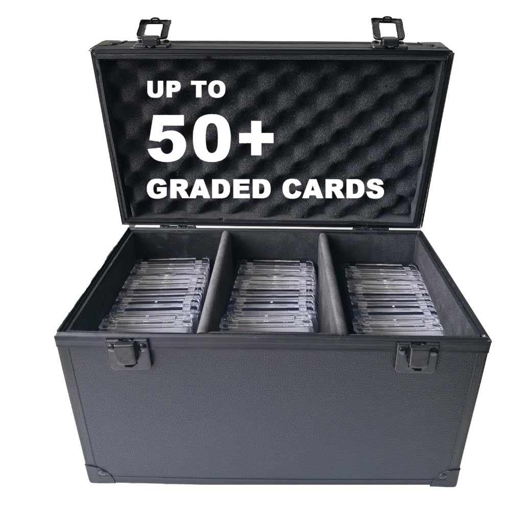 Per PSA Per BGS Per CGC Premium Antipolvere 3 Righe In Alluminio Nero Graded Card Case Secure Card Slab Storage Box