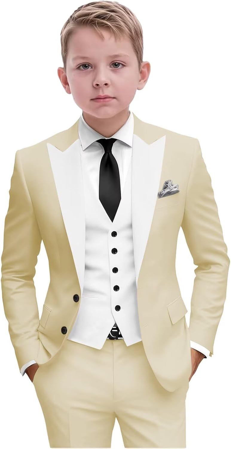 Boy Suits 3 Piece Formal Suits for Boys Slim Fit Blazer Vest Pants for Wedding Dinner Party