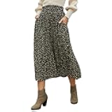 Womens High Waist Polka Dot Pleated Maxi Skirt Midi Swing Skirt Beach Vacation Cruise Outfits with Pockets