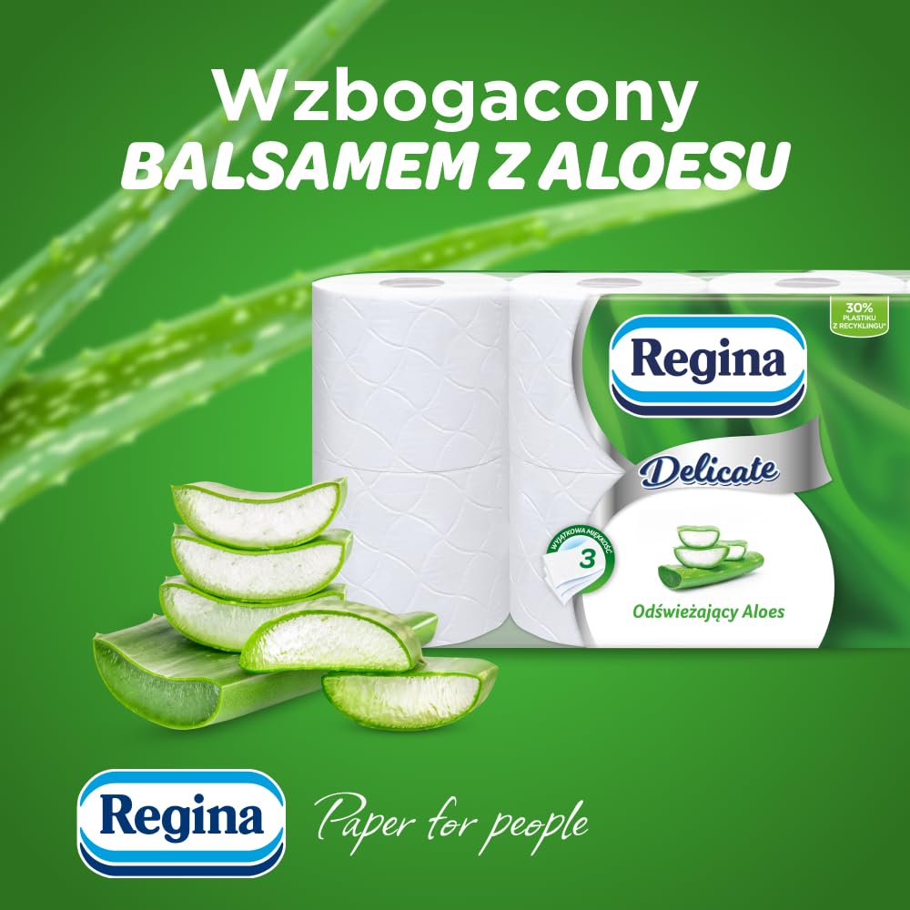Regina Delicate Aloe Vera Toilettenpapier, 48 Rollen je 150 Blatt,  Erfrischendes Aloes, 3-lagig, Weich und Langlebig, Angereichert mit Aloe  Vera Lotion, FSC-Zertifikat, NIZP-PZH geprft : Amazon.de: Drogerie &  Krperpflege