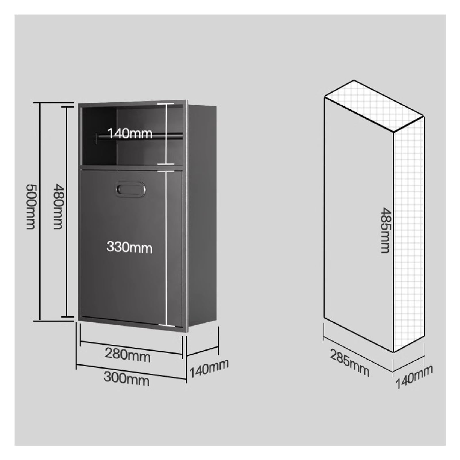 iumLeap Bathroom Shelf Recessed Niche,Bathroom Niche Shower Shelf, Stainless Steel Toilet Paper Storage Rack, Waterproof Recessed Shower Niche for Toiletries & Shampoo Stor, Grey-50x30x14cm