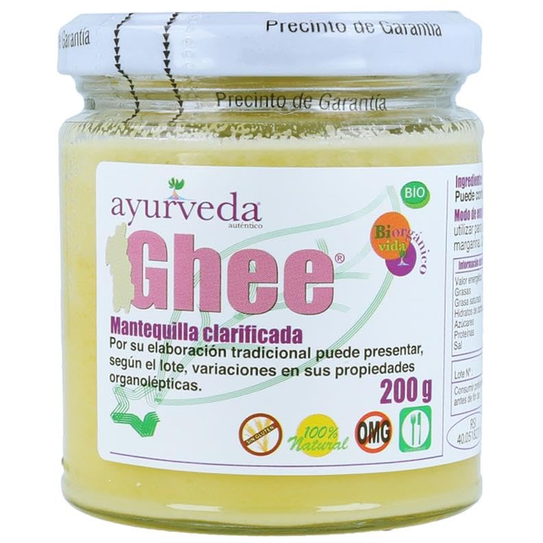 Ghee Bio Ayurveda 200g | Mantequilla Clarificada Ecológica | Cocina Saludable | Apta para Paleo y Keto