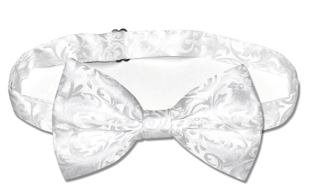 Antonio Ricci BOWTie WHITE Paisley Design Men's Bow Tie for Tuxedo or Suit