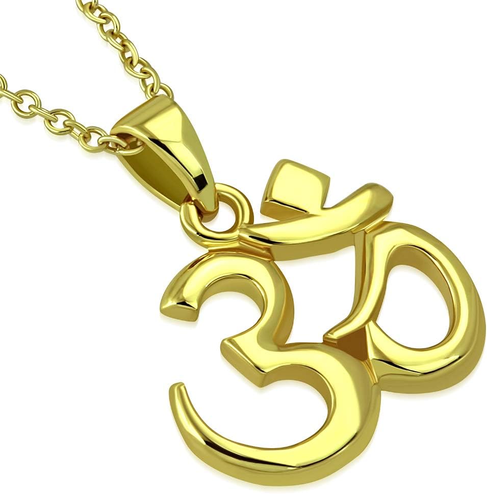 AUM OM Pendant Necklace - Stainless Steel Yoga Symbol, Sanskrit Ohm Amulet Jewelry, Meditation, Women's Pendant | Necklace Gift