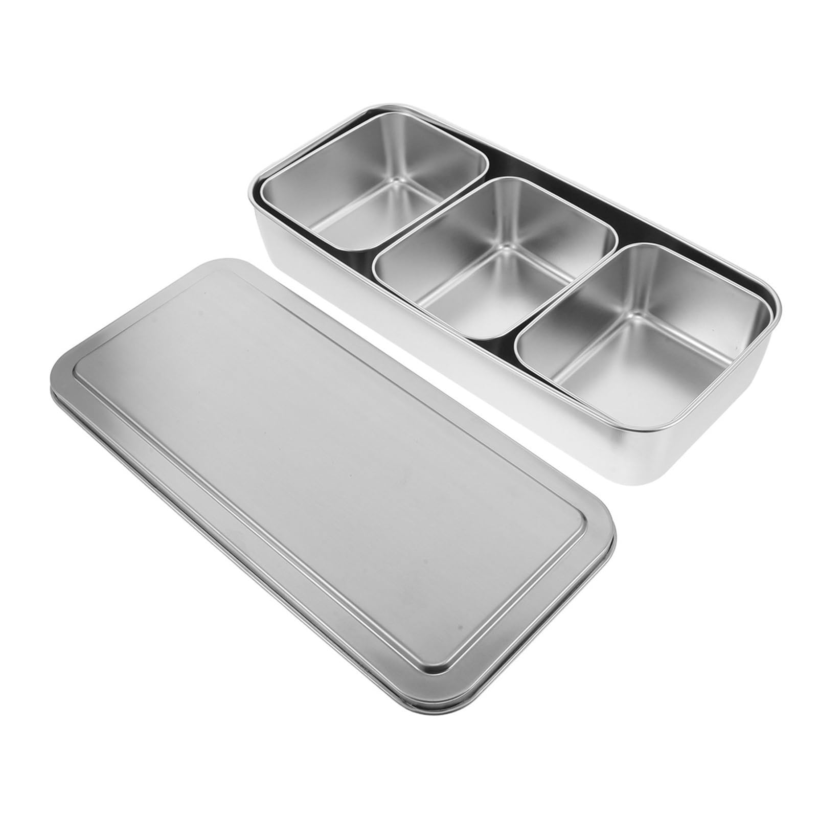 UBOHUZ Stainless Steel Seasoning Box Multi-Compartment Condiment Organizer For Kitchen Spice Storage Portable Lid Container for Kitchen Condiment