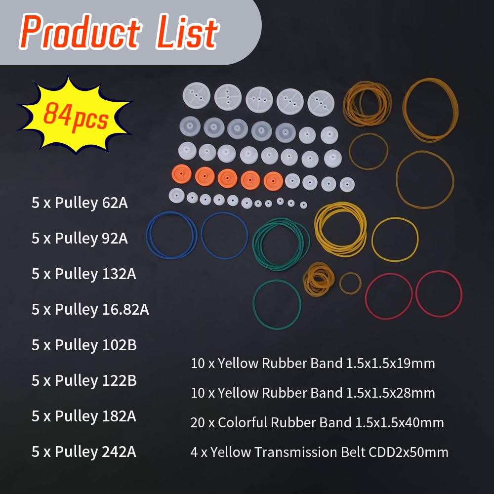 Zestaw 84 pulegge per cinghia di trasmissione 2 mm plastica