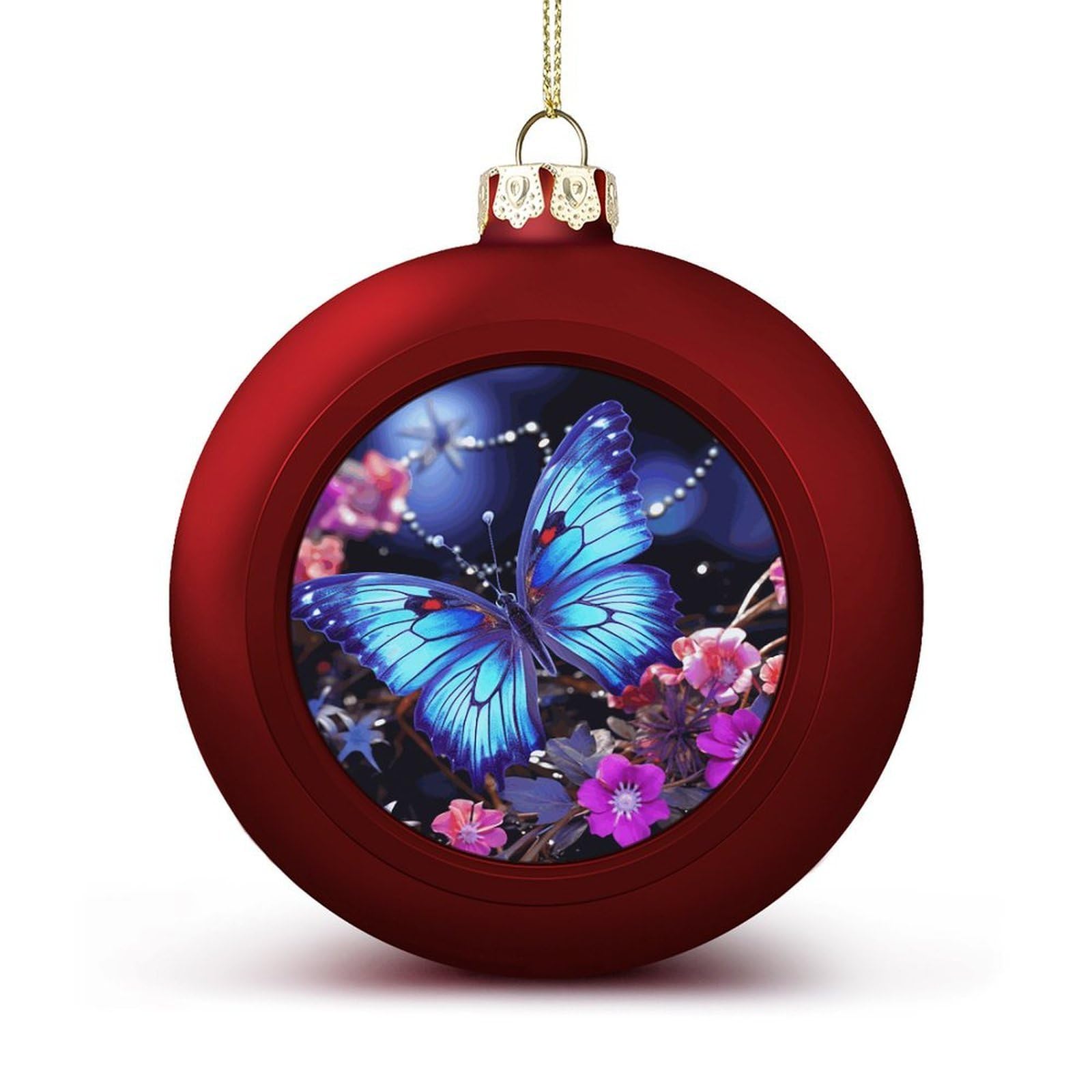 Beauty Butterfly Christmas Balls Ornaments for Xmas Christmas Tree 1.6" Hanging Shatterproof Xmas Balls Hanging Decor Pendants for Holiday Party Outdoor Indoor DIY Craft Supplies